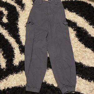 high waisted dark grey cargo pants